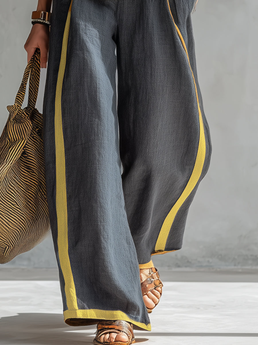 Elegancki bez rękawów i szeroki Trouser zestaw