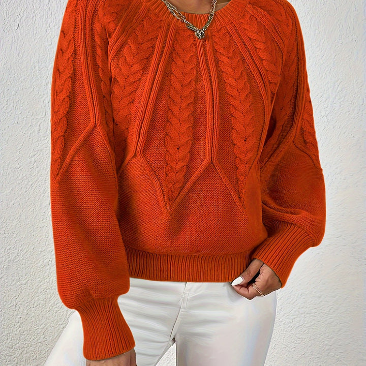 Warkoczowy splot Round-Neck sweter