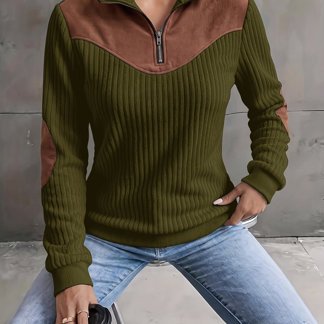 Prążkowany zamek 1/4 sweter