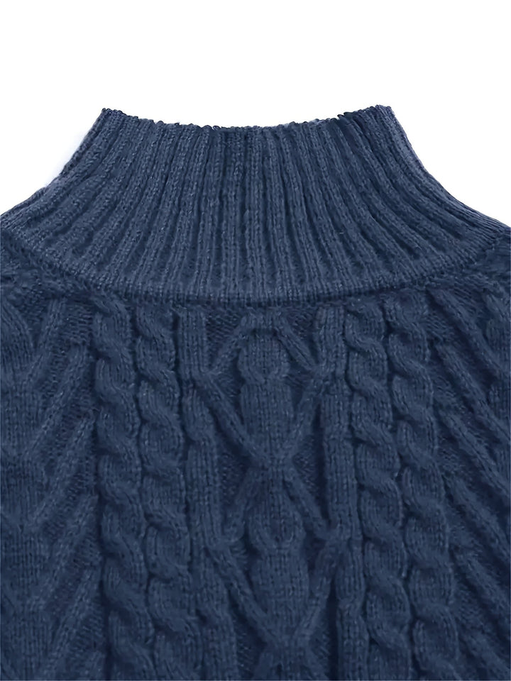 Fakturowany Half-Collar sweter
