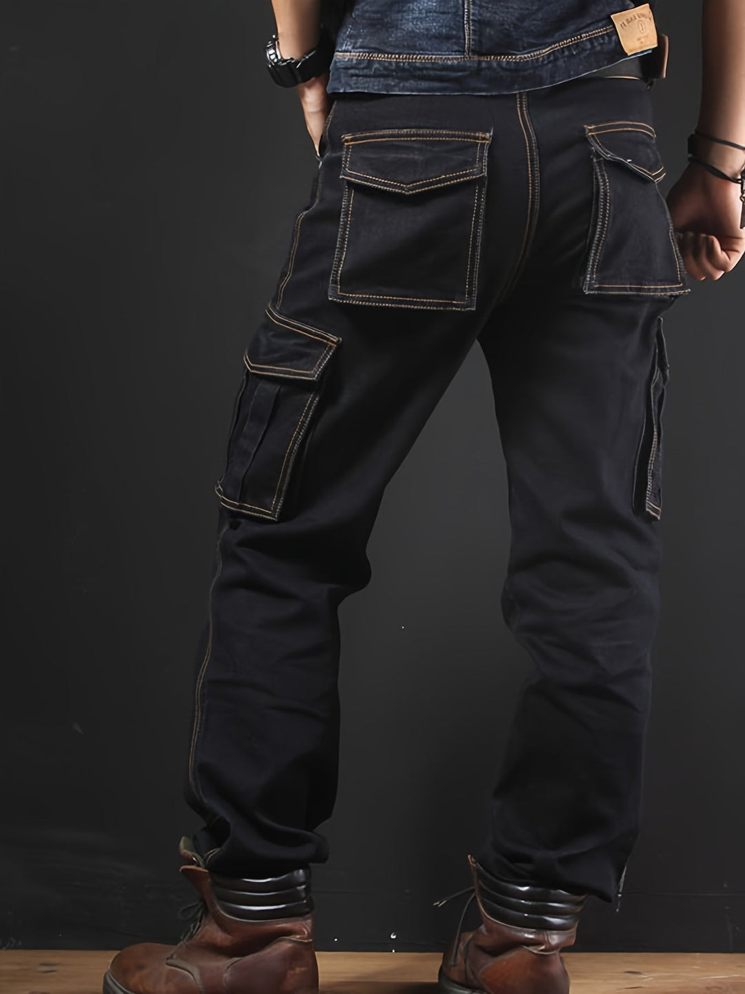 Solidny Multi-Pocket spodnie cargo