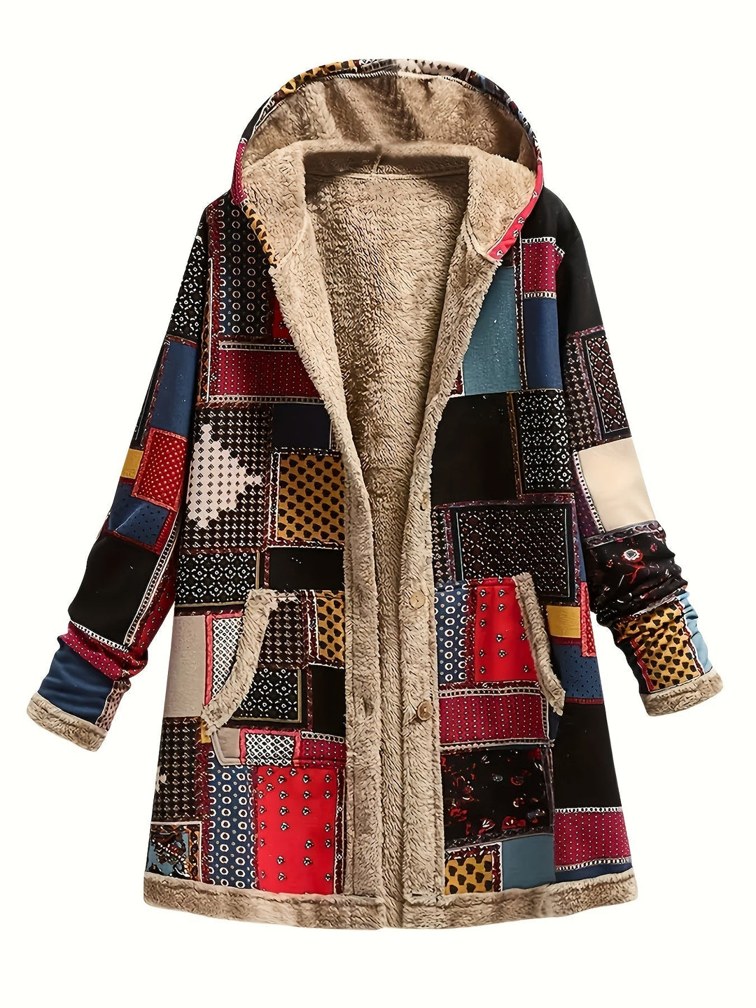 Patchwork z kapturem kurtka