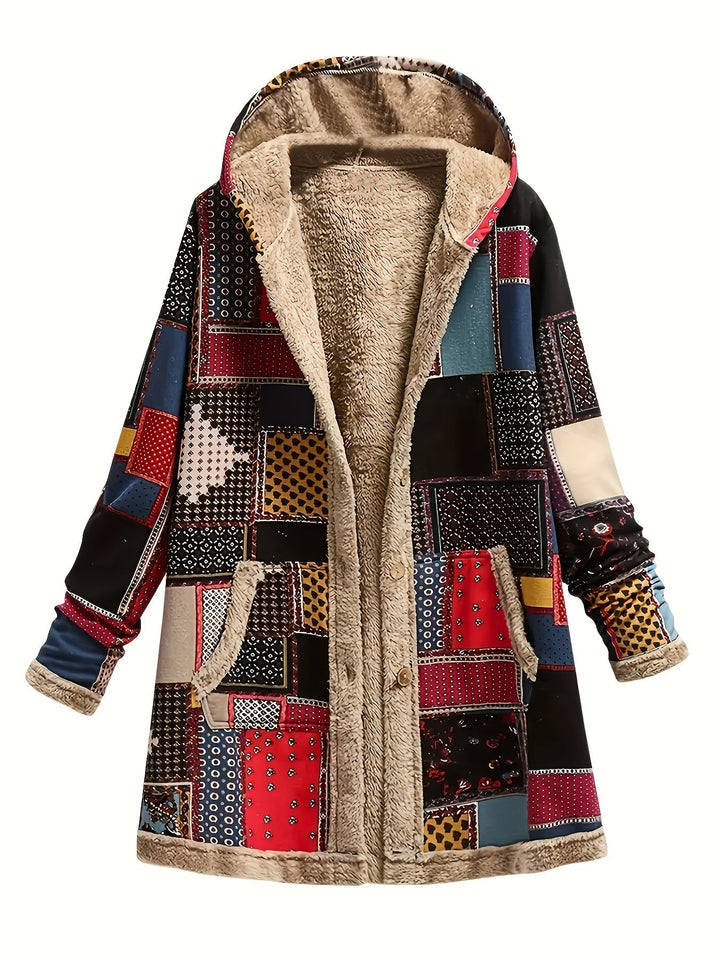 Patchwork z kapturem kurtka