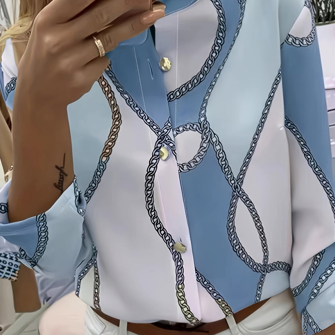 Chain-Print z kołnierzem koszula