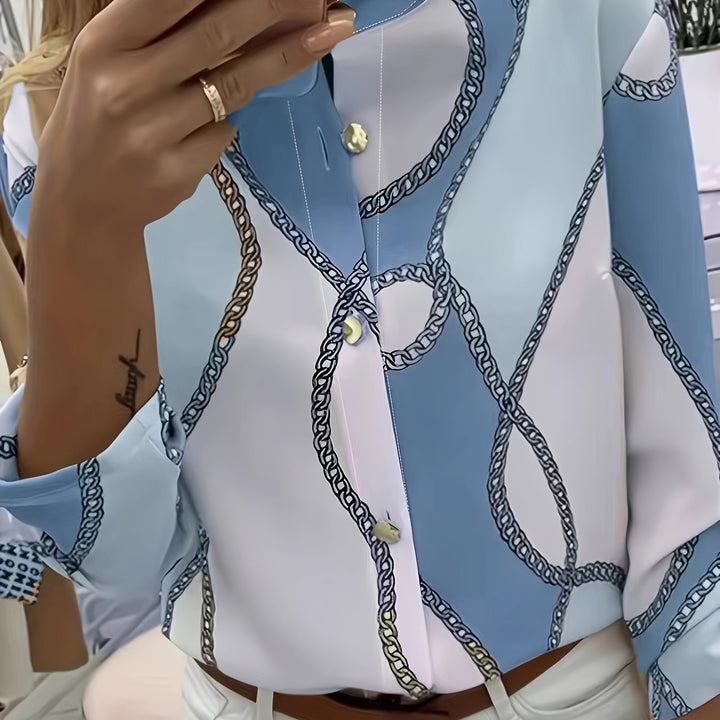 Chain-Print z kołnierzem koszula