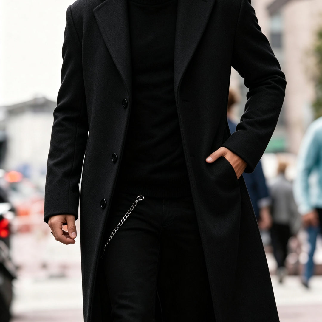 Elegancki długi Trench płaszcz