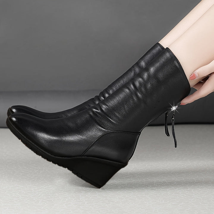 Smukły Wedge buty do połowy łydki