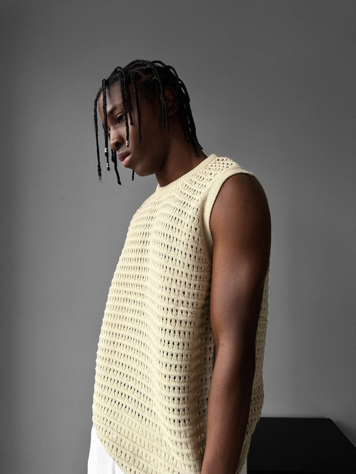 Oversize Grid Tanktop - Kamień
