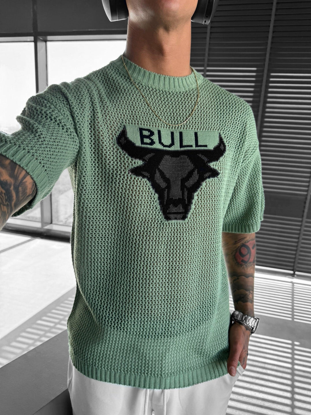 Oversize Bull Knit T-Shirt - Zielony