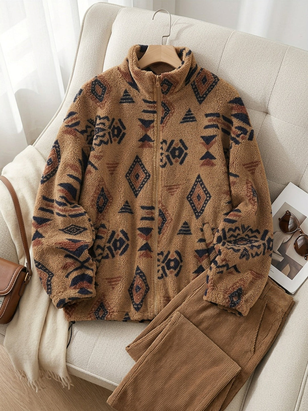 Wzorzysty Zip-Up kurtka