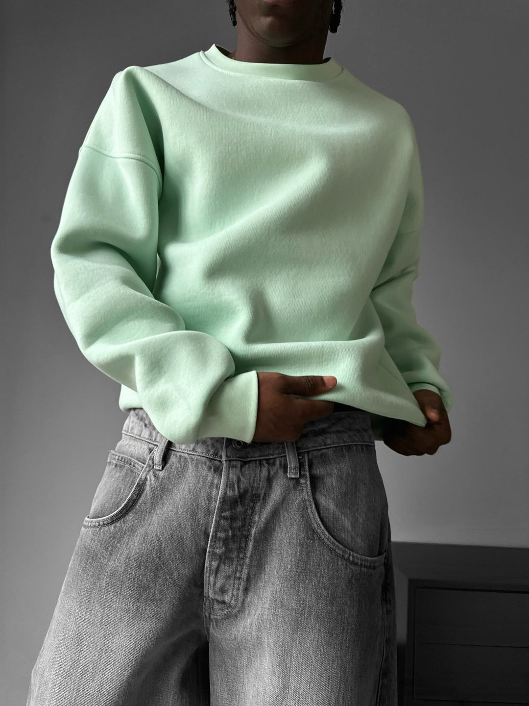 Oversize Podstawowy Sweter - Misty Jade