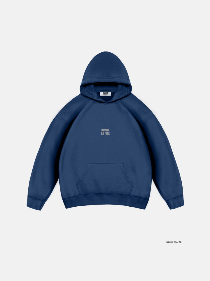 Oversize Vivre La Vie Hoodie - Jasnoniebieski