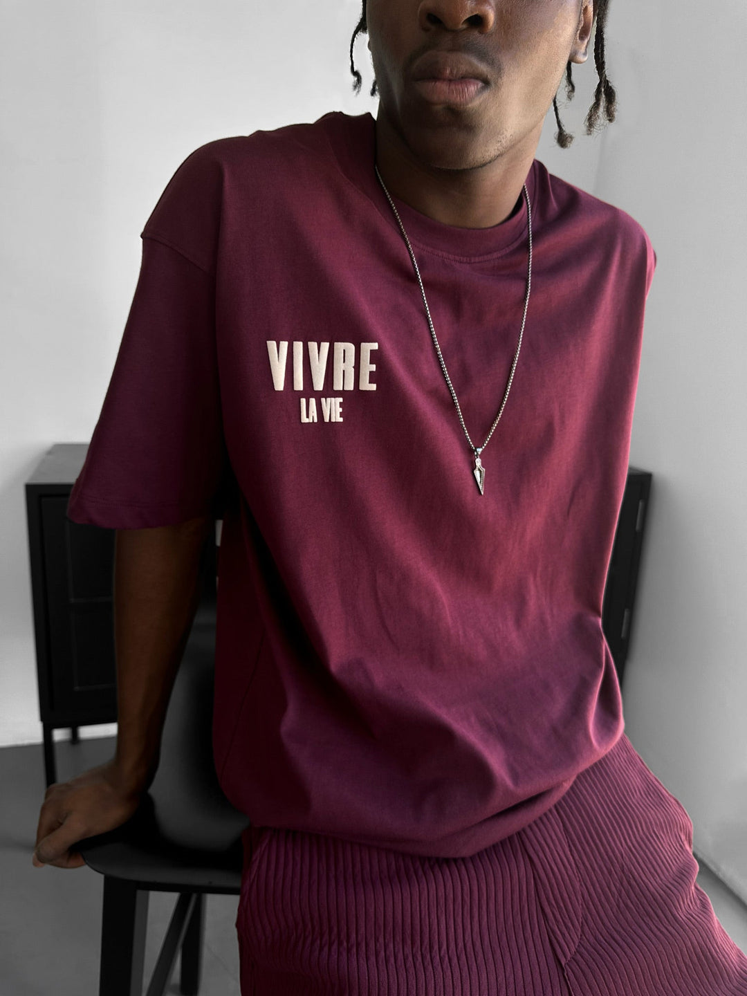 T-shirt Oversize Vivre la Vie - Bordeaux