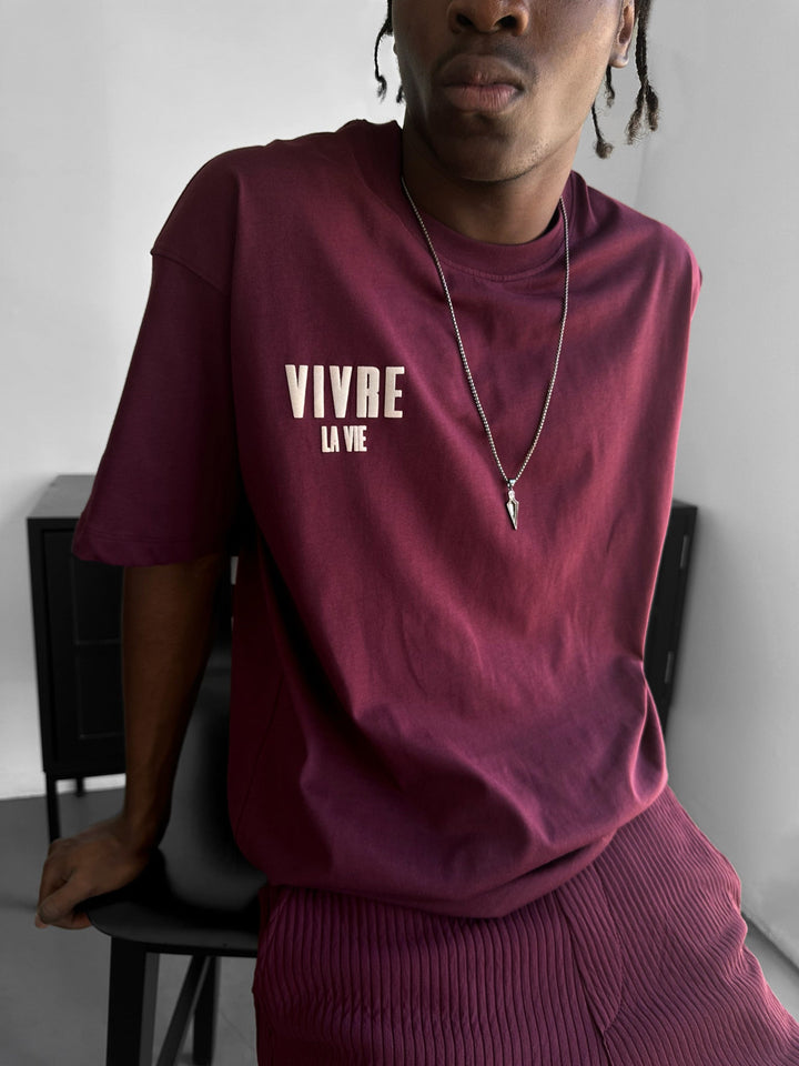 T-shirt Oversize Vivre la Vie - Bordeaux
