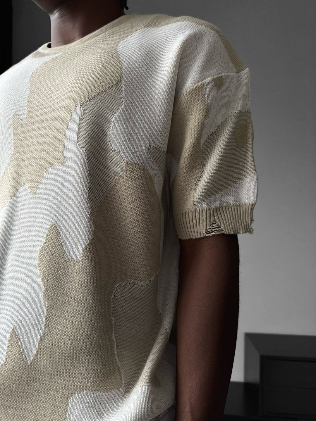 Oversize Alpenglow Knit T-Shirt - Kamień
