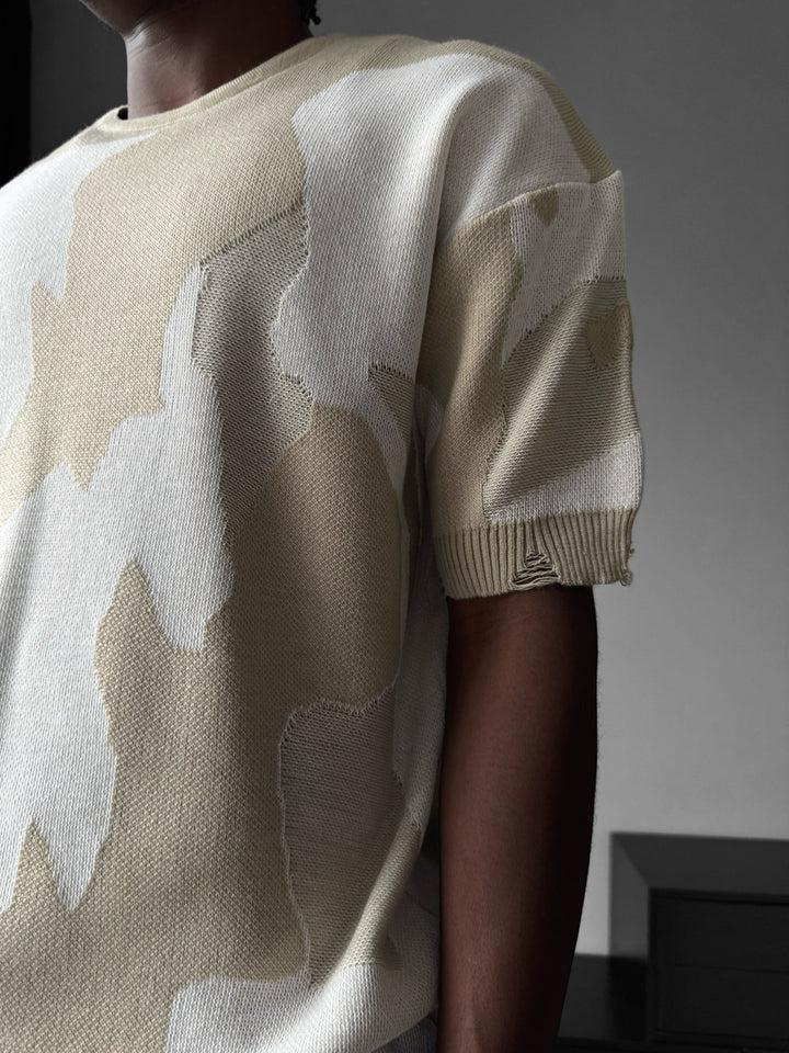 Oversize Alpenglow Knit T-Shirt - Kamień