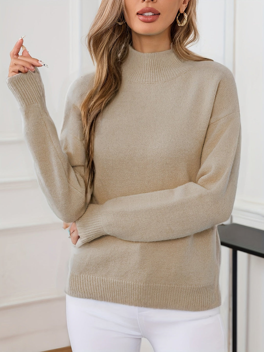 Elegancki imitacja szyja sweter