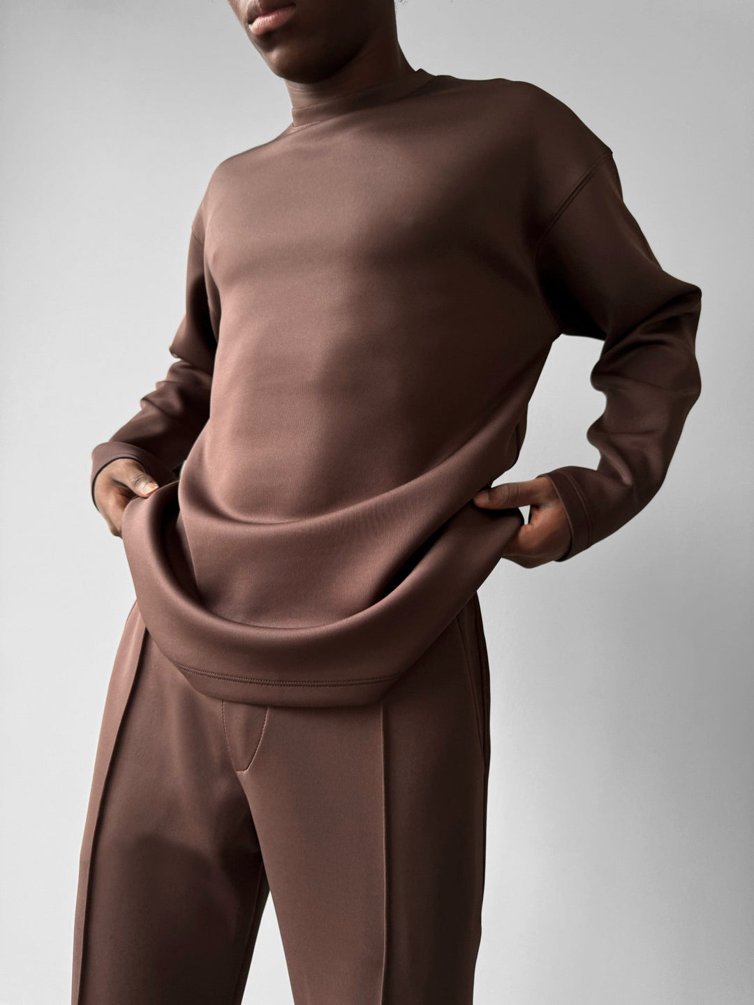 Oversize Diver Sweatshirt - Brązowy