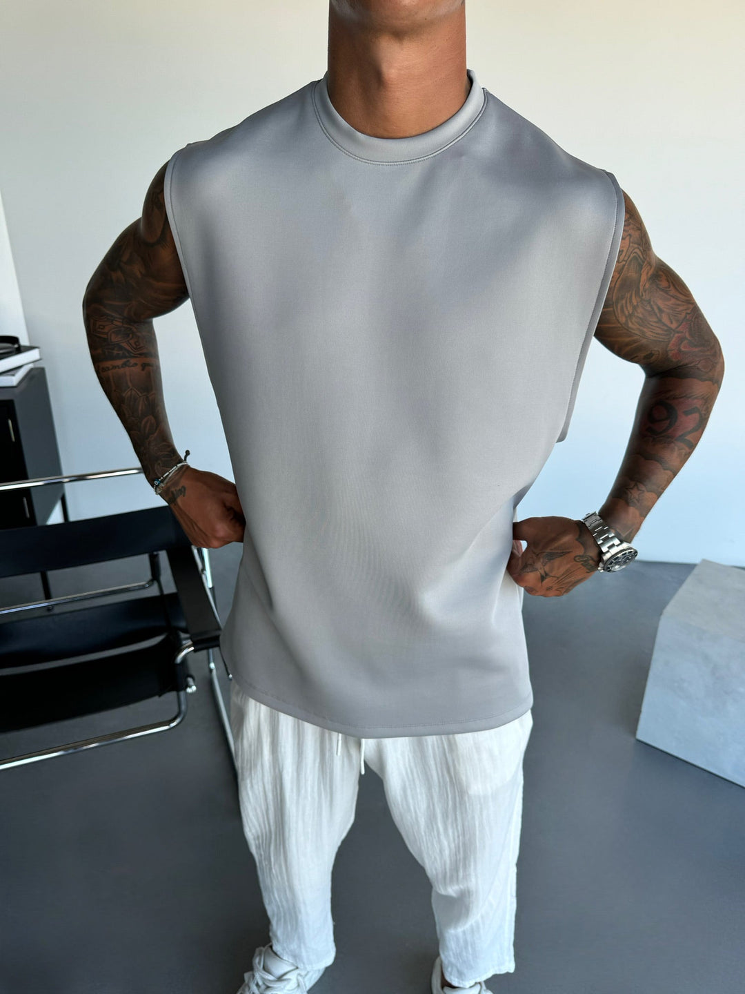 Oversize Diver Tanktop - Szary