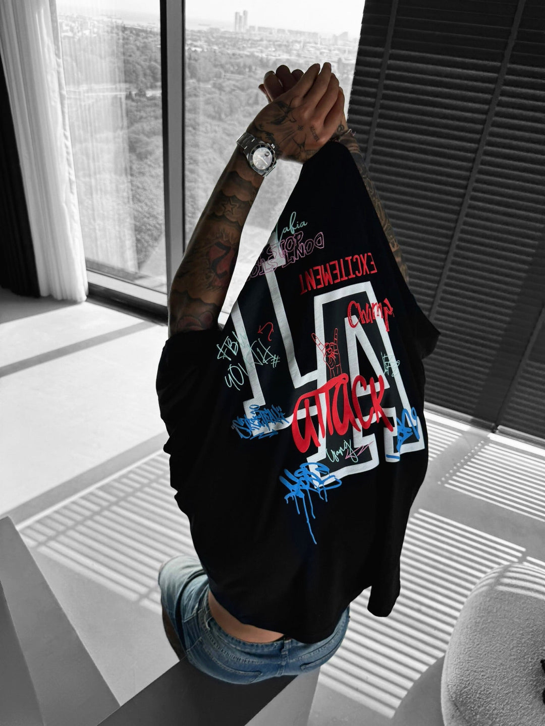 T-shirt Oversize L.A - Czarny
