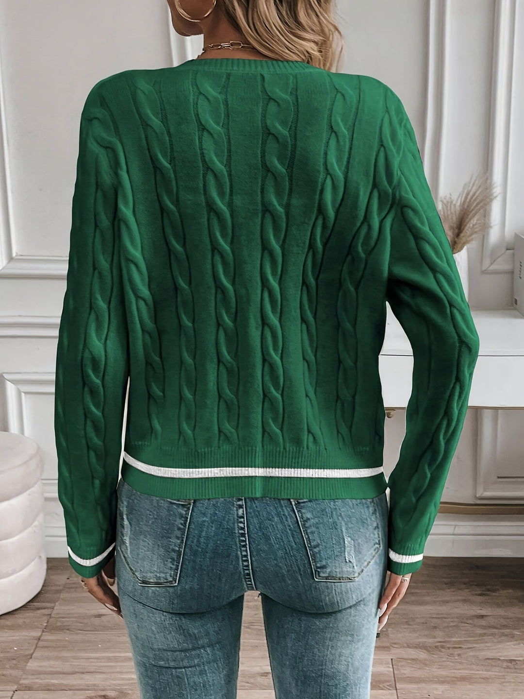 Elegancki warkoczowy splot kardigan
