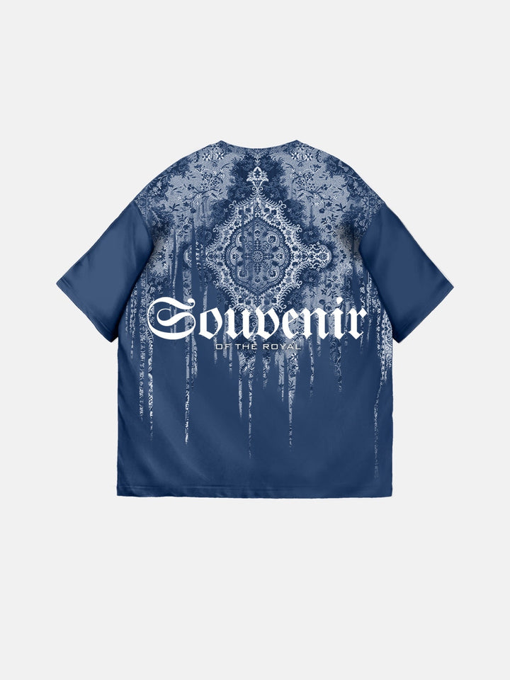 Koszulka pamiątkowa w oversize - Navy Peony