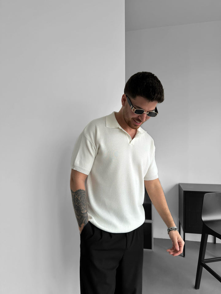 Oversized Kołnierz Sweter T-shirt - Ecru