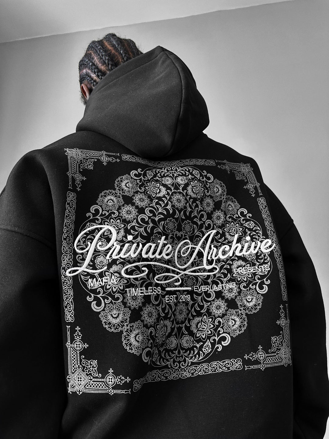 Oversize Private Archive Hoodie - Czarny