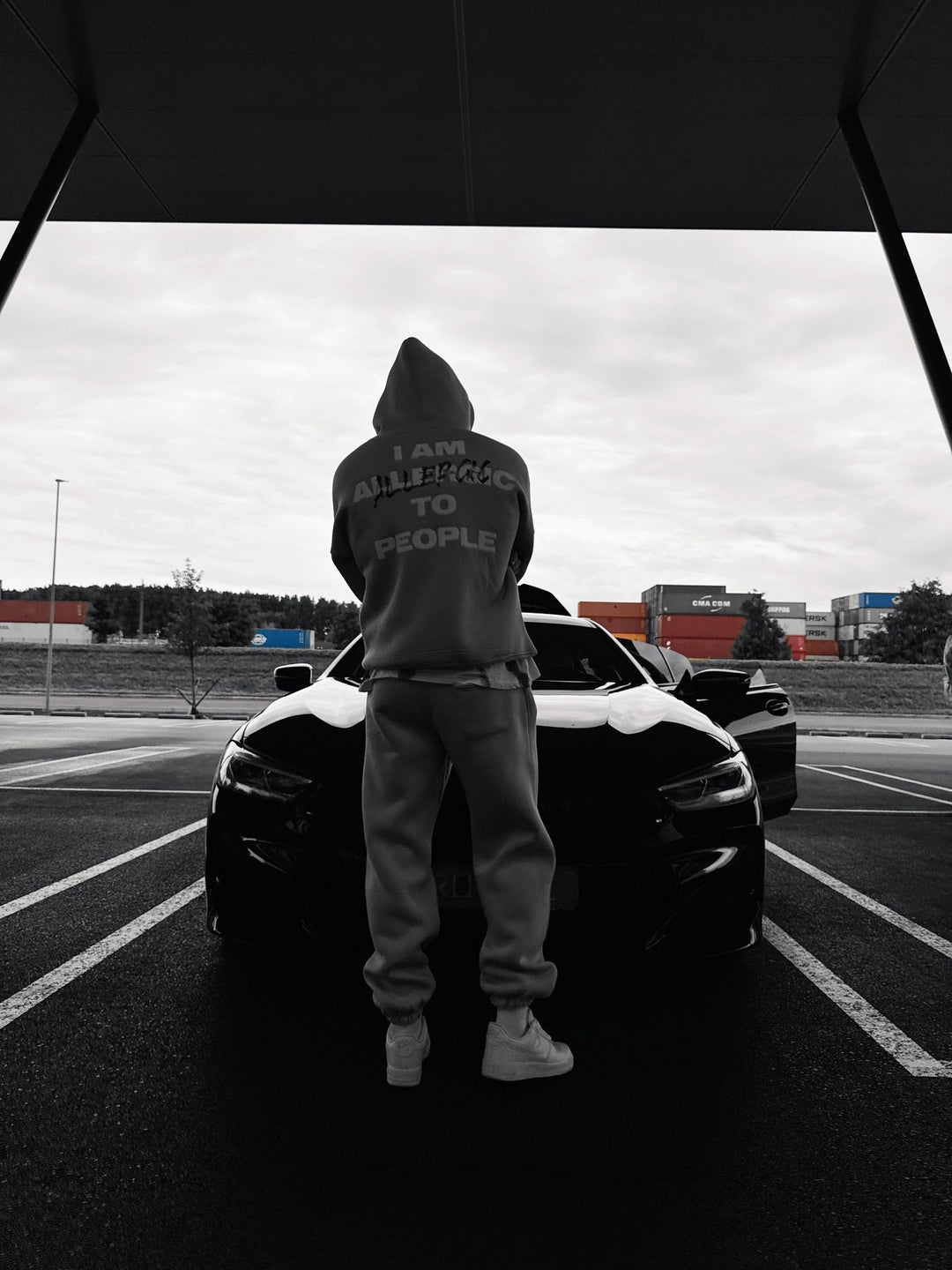 Oversize Allergiczny Hoodie - Szary