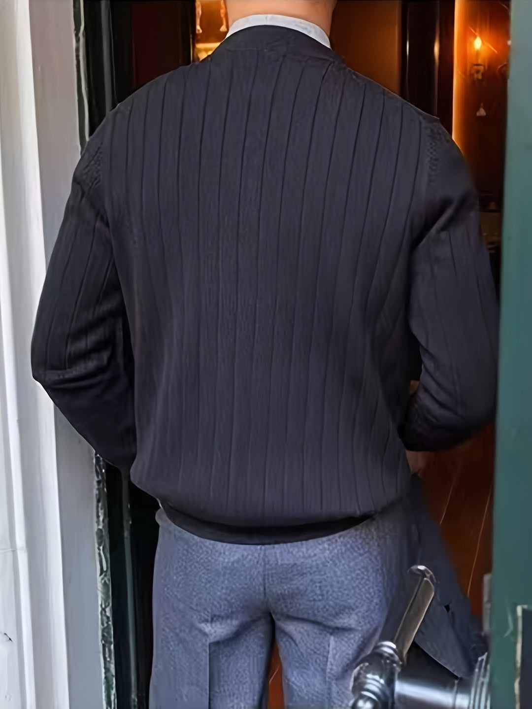Prążkowany Button-Up kardigan