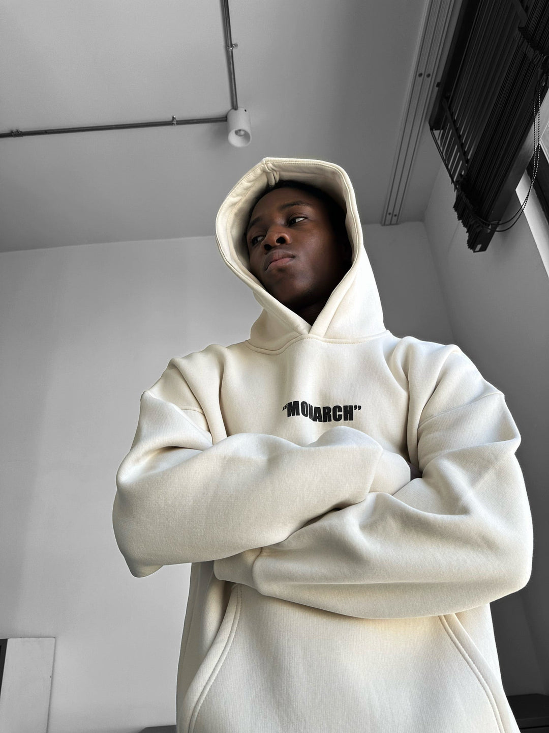Oversize Monarch Hoodie - Beżowy i Bordowy