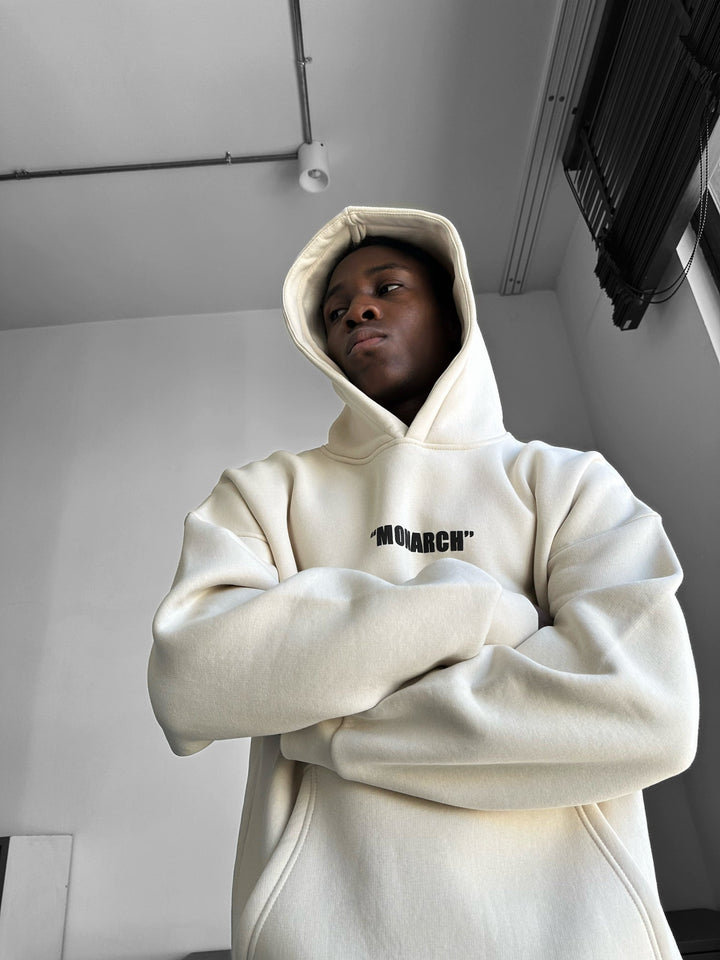 Oversize Monarch Hoodie - Beżowy i Bordowy