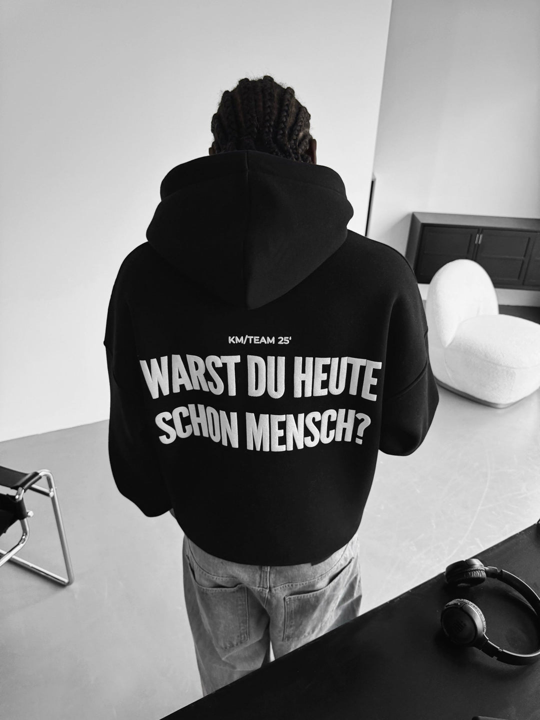 Oversize Mensch Hoodie - Czarny