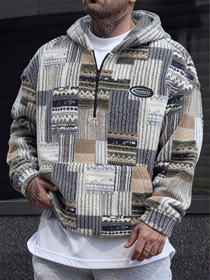 Wzorzysty zamek 1/4 sweter