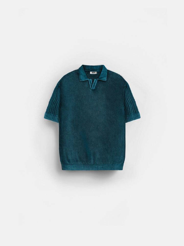 T-shirt Regular Fit z dzianiny w kolorze Głębokiej Laguny