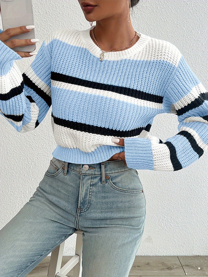 Colorblock w paski sweter