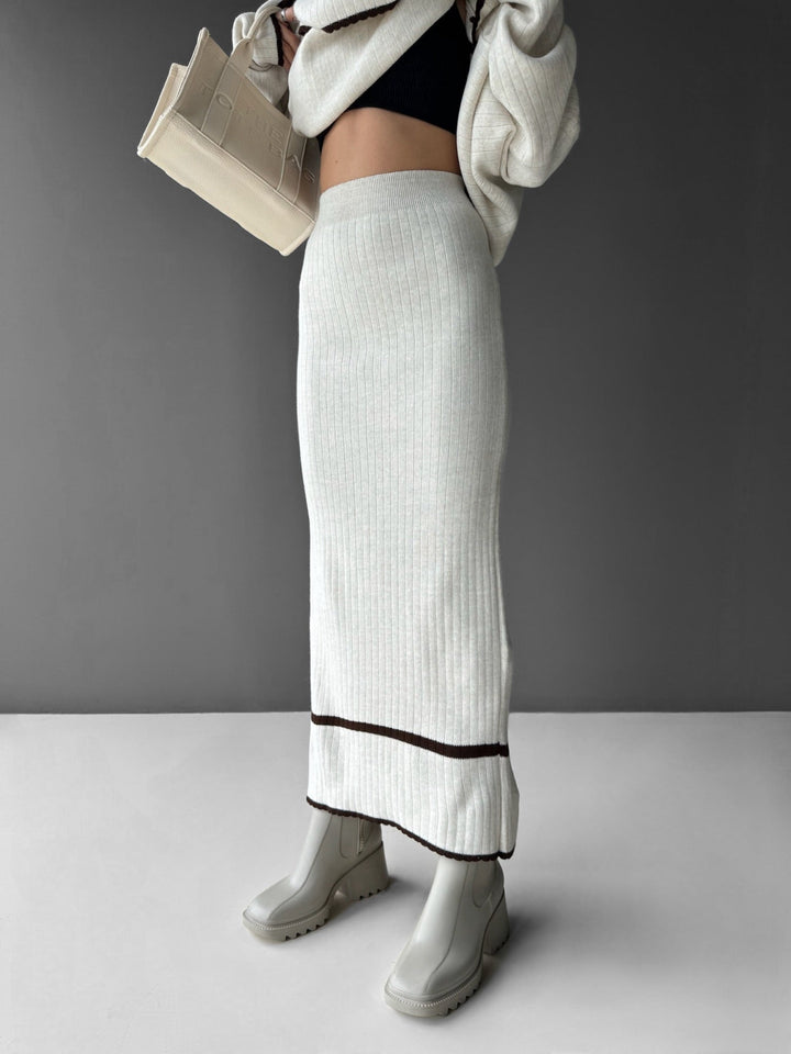 Spódnica Midi Knit - Kremowa