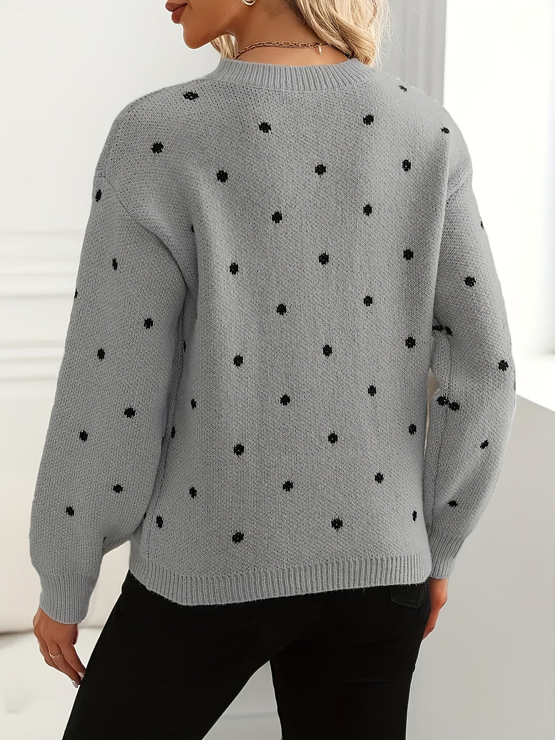 Polka Dot sweter z okrągłym dekoltem