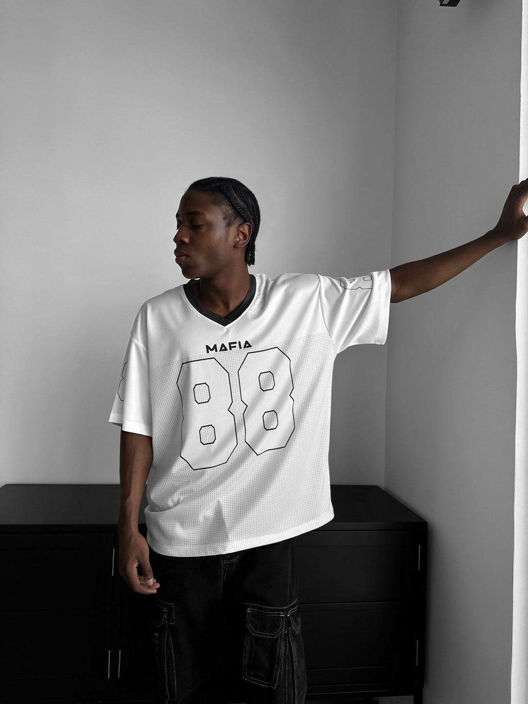 Oversize Varsity Mafia T-Shirt - Ecru