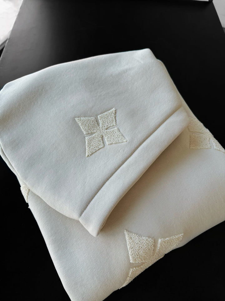 Oversize Szczegółowy Hoodie - Beżowy