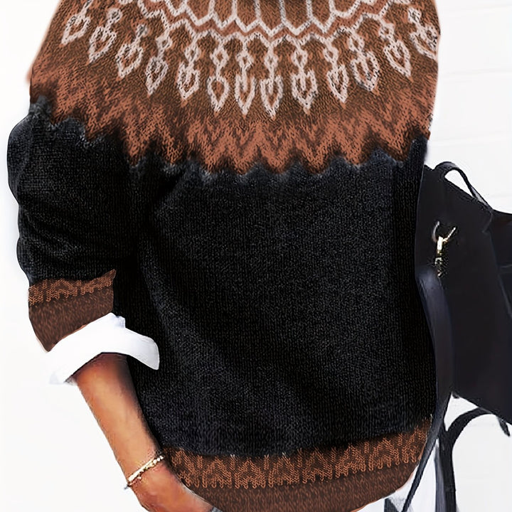 Chunky Jacquard Round szyja sweter