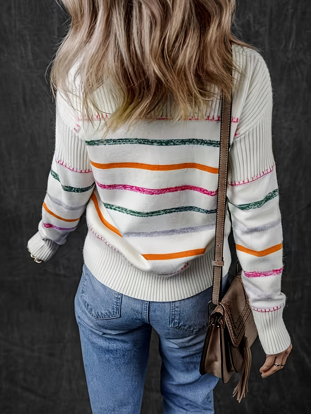 W paski Round-Neck sweter
