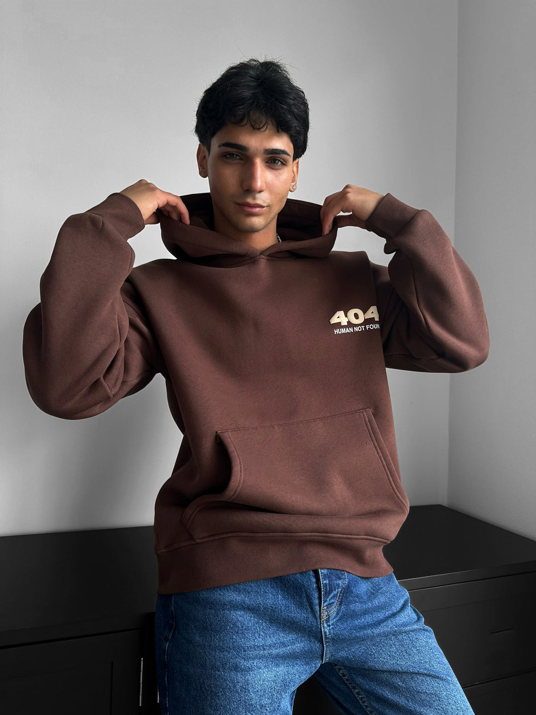 Oversize 404 Hoodie - Brązowy