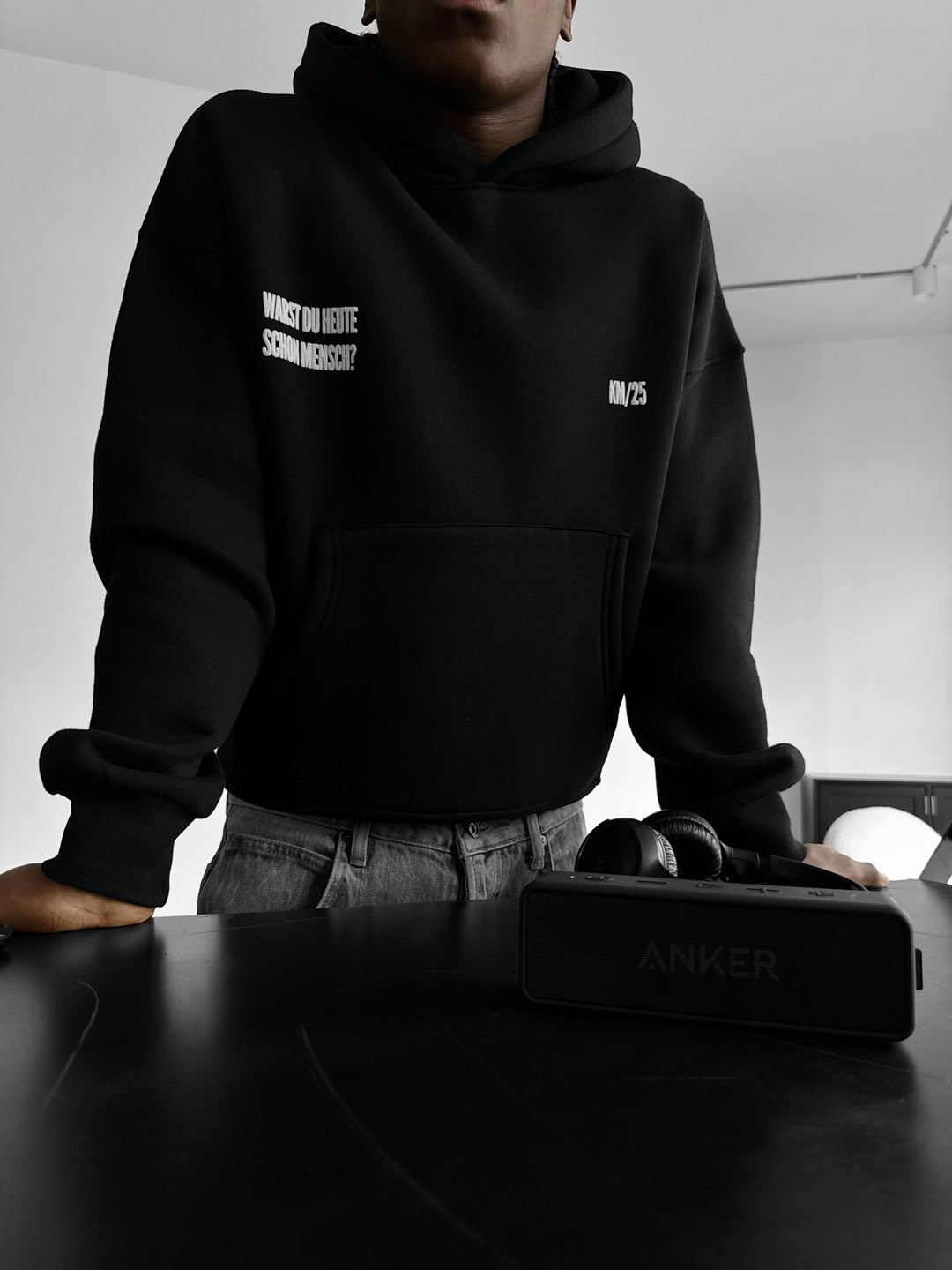 Oversize Mensch Hoodie - Czarny
