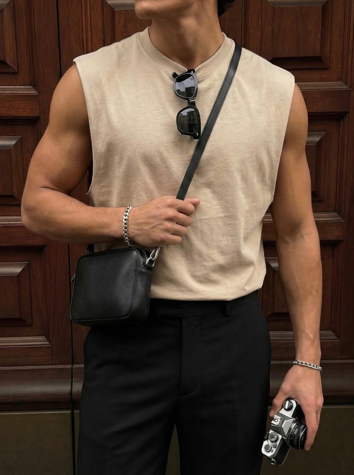 Oversize Basic Tanktop - Beżowy