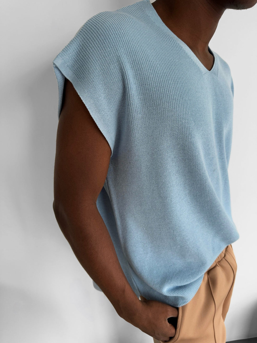 Oversize zrolowany krawędź top - Babyblue