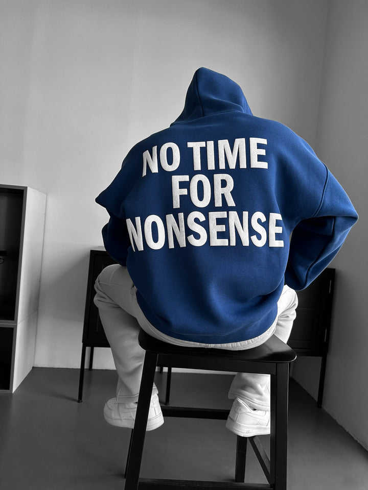 Oversize “Nie ma czasu na bzdury” Hoodie - Navy Peony