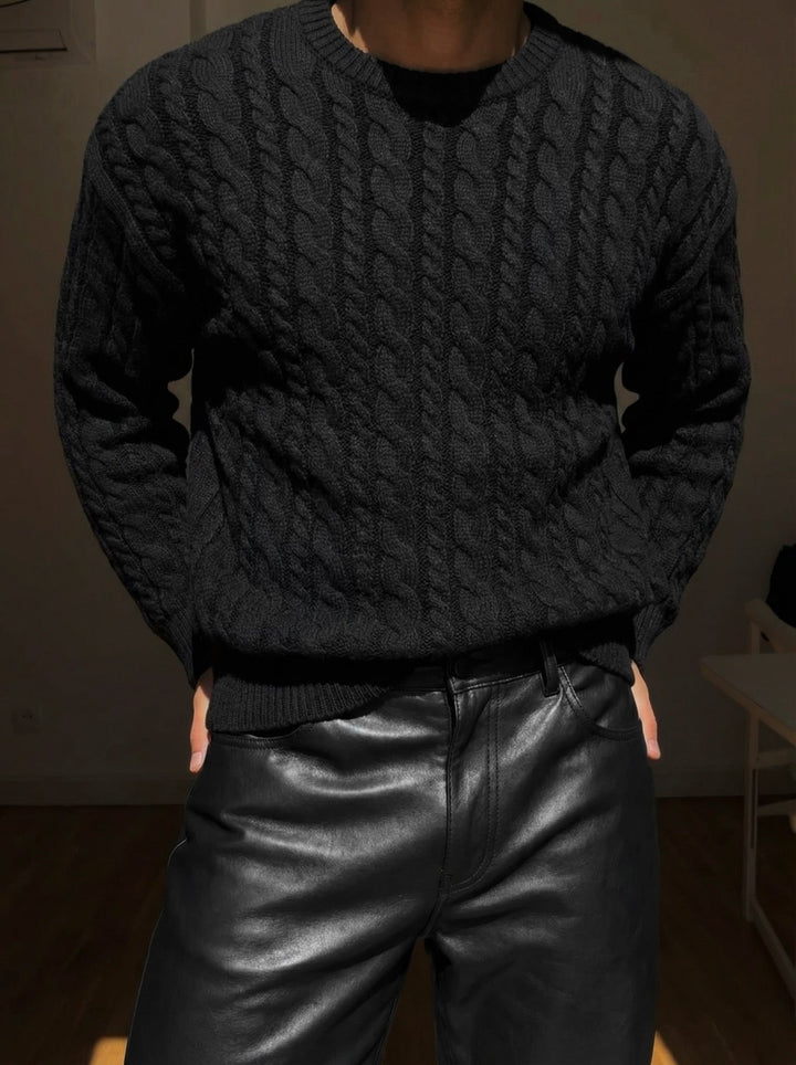 Sweter Oversize Pleciony - Czarny