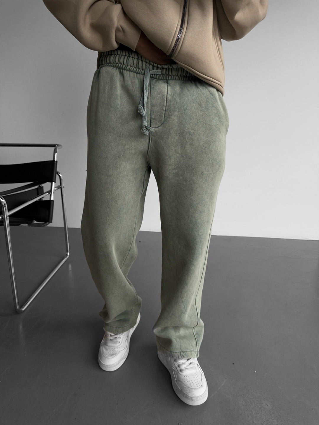 Luźne Spodnie Z Przeszyciem - Khaki