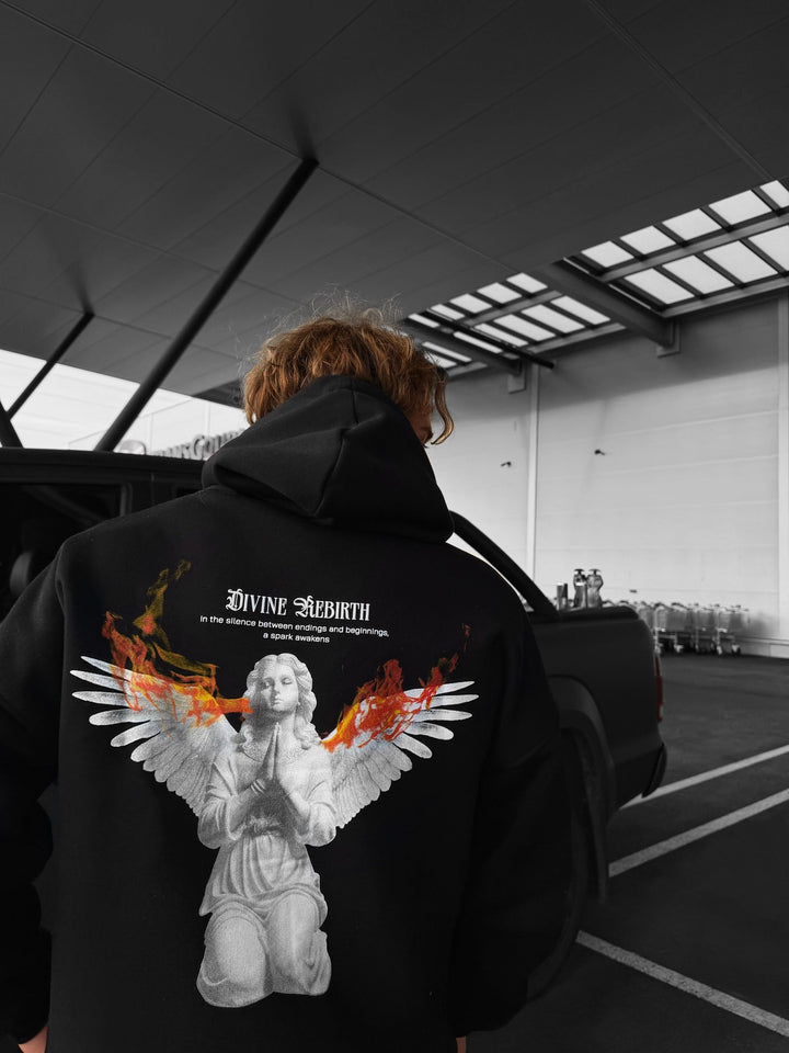 Oversize Divine Rebirth Hoodie - Czarny